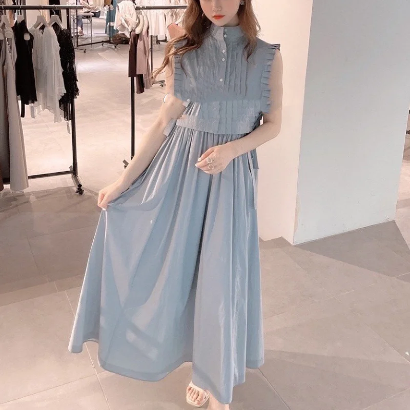 

Elegant Office Ladies Dress Women Sleeveless Lace Up Sweet High Waist Vestidos Feminino 2021 Summer New Japanese Robe Moda