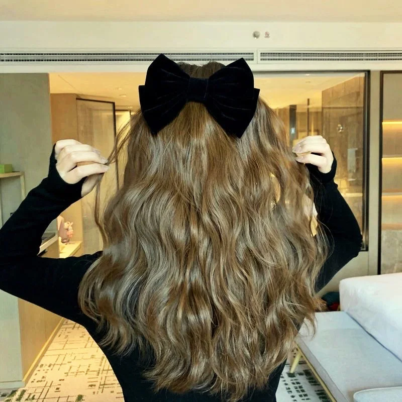 

Black Big Large Velvet Bow Hair Clip For Women Girls Wedding 2021 New Hair Ties Hair Accessories Long Ribbon Korean Hairpins