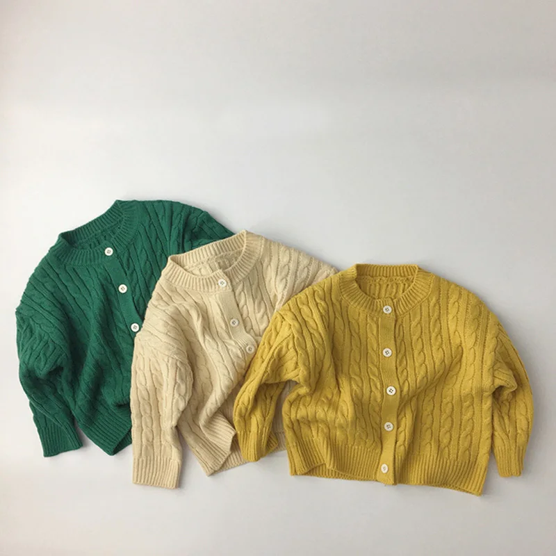 

MILANCEL 2021 Spring New Kids Cothes Single Breast Boys Sweaters Birght Color Girls Knit Cardiagsn