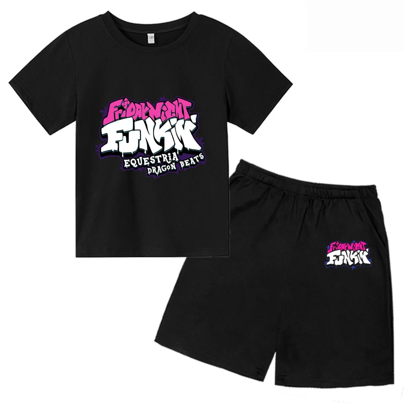 

Anime T Shirt Friday Night Funkin Kids Fashion T-Shirt +Pant Boy Tshirts Girl Hip Hop Tops Tees Camiseta Boys Clothing Children