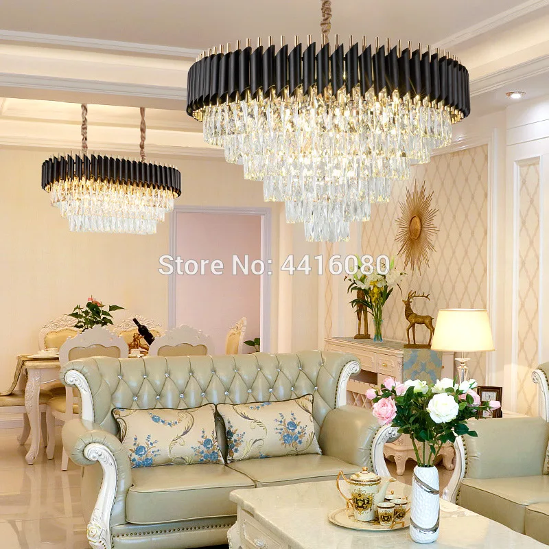 

Rectangle Modern Crystal Chandelier Living Room LED E14 Lighting Fixture Dining Room Luxury Italy LED Bulbs Clear Glass Art Deco