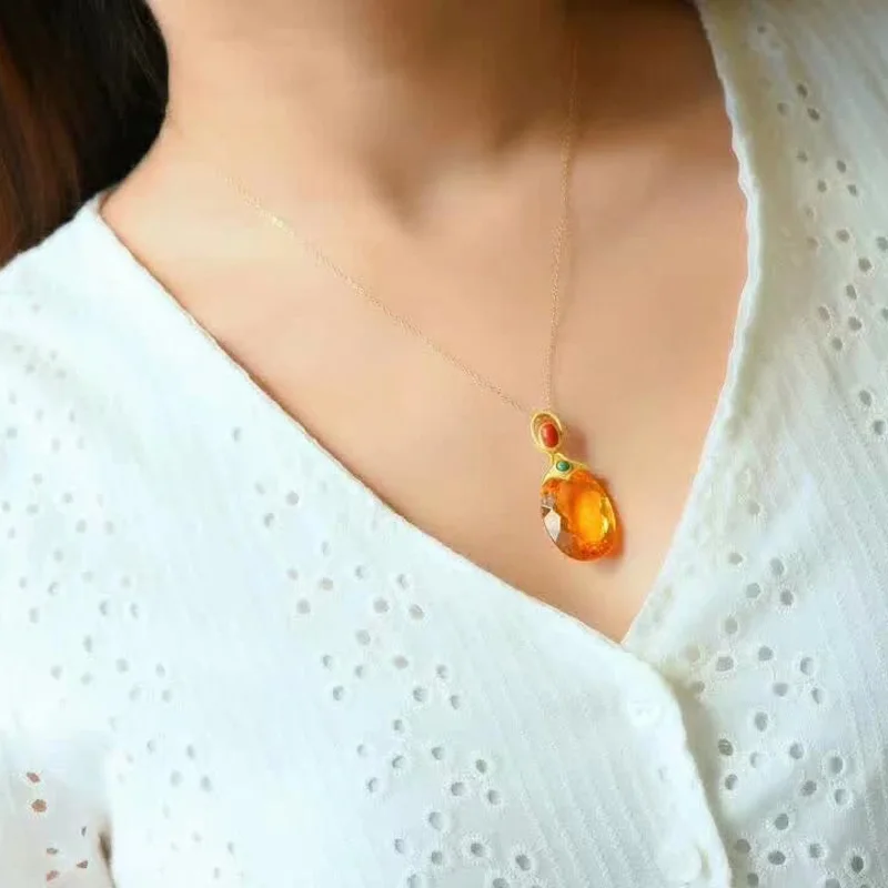 Цитриновые серьги LANZYO ювелирные изделия в подарок на день рождения из серебра 18*25