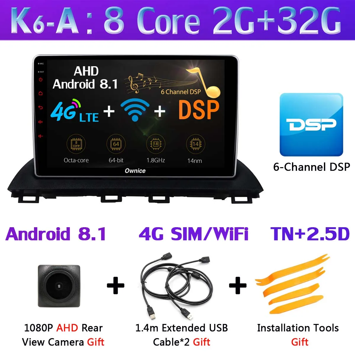 K6-A 10," 1 Din 360 ° панорамный автомобильный dvd-плеер на основе Android для Mazda 3 Mazda 3 Axela Автомобильный gps Радио DSP CarPlay 4G LTE - Цвет: K6-A
