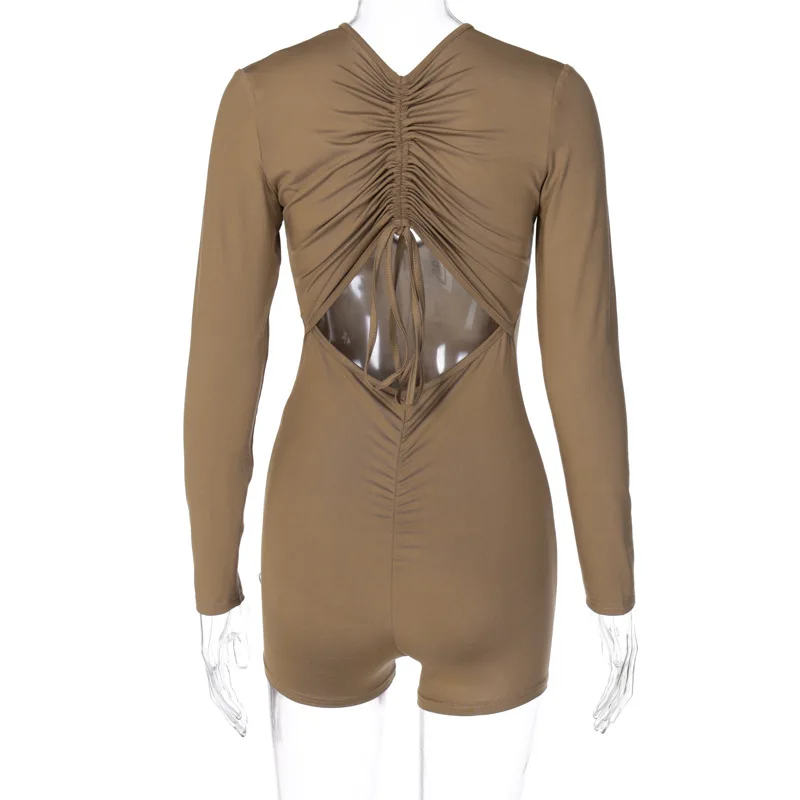 

Casual Women Romper Fitness Long Sleeve Palysuit Skinny Bodycon Rompers backless Party Night Jumpsuits