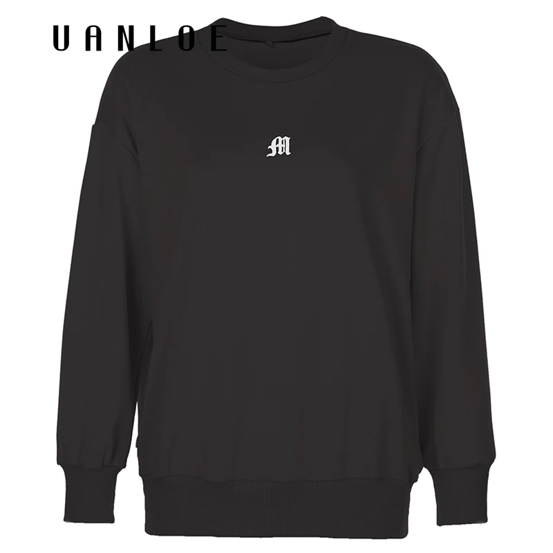 

Letter Embroidery O-neck Sweatshirts Autumn Winter Long Sleeve Oversized Sweatshirt Women Streetwear Retro 90s Pullovers