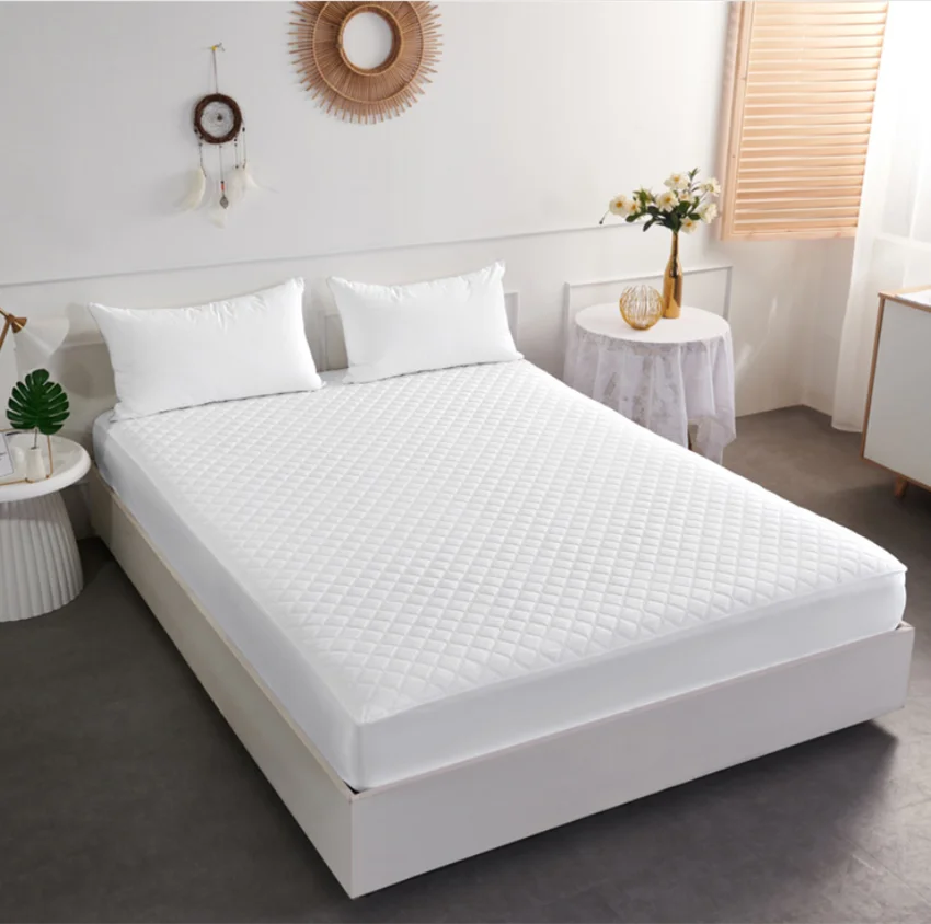 

Solid Color Waterproof Mattress Protector Fitted Bed Sheet Bedding Mattress Cover Garterized Bedspread Mat Household for Home