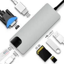 type-c to hdmi type-c docking station hdmi VGA gigabit network card USB card reader all in one eight in one