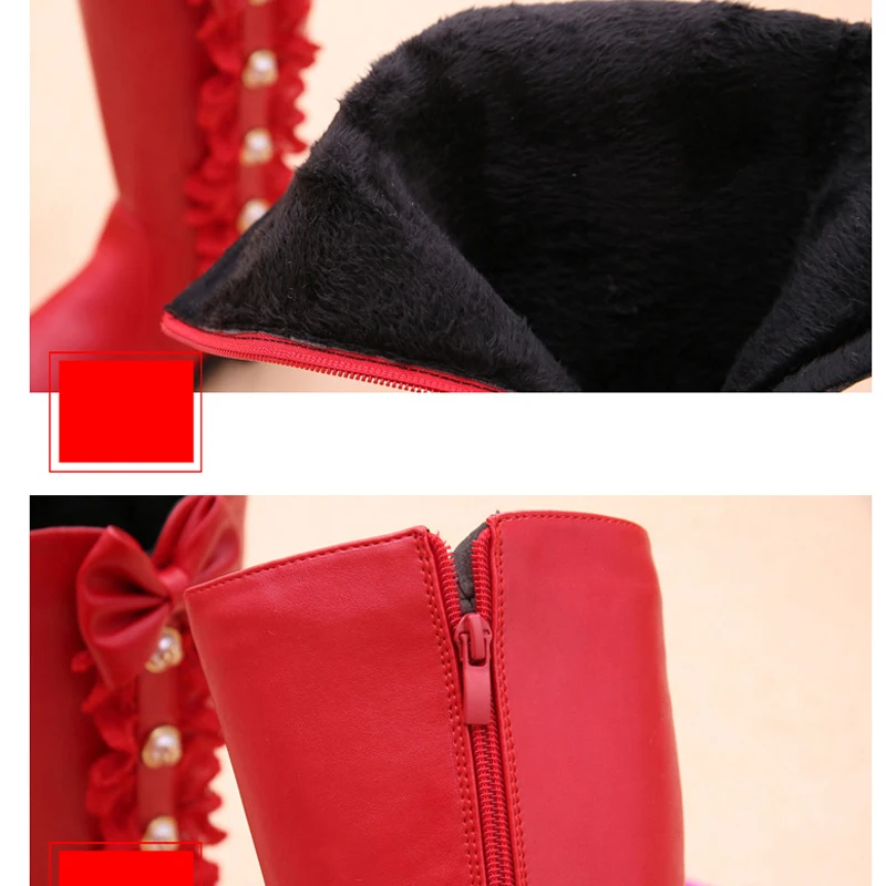 Детские зимние ботинки на плоской подошве со шнуровкой и бисером