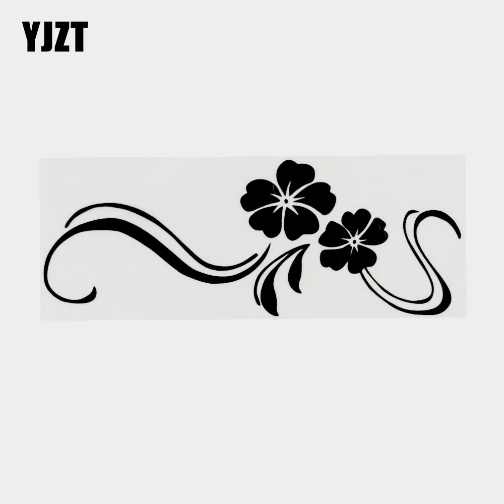 

YJZT 18.3CM×7CM Plant Flowers Fashion Vinyl Motorcycle Car Sticker Decal Black/Silver 18B-0178