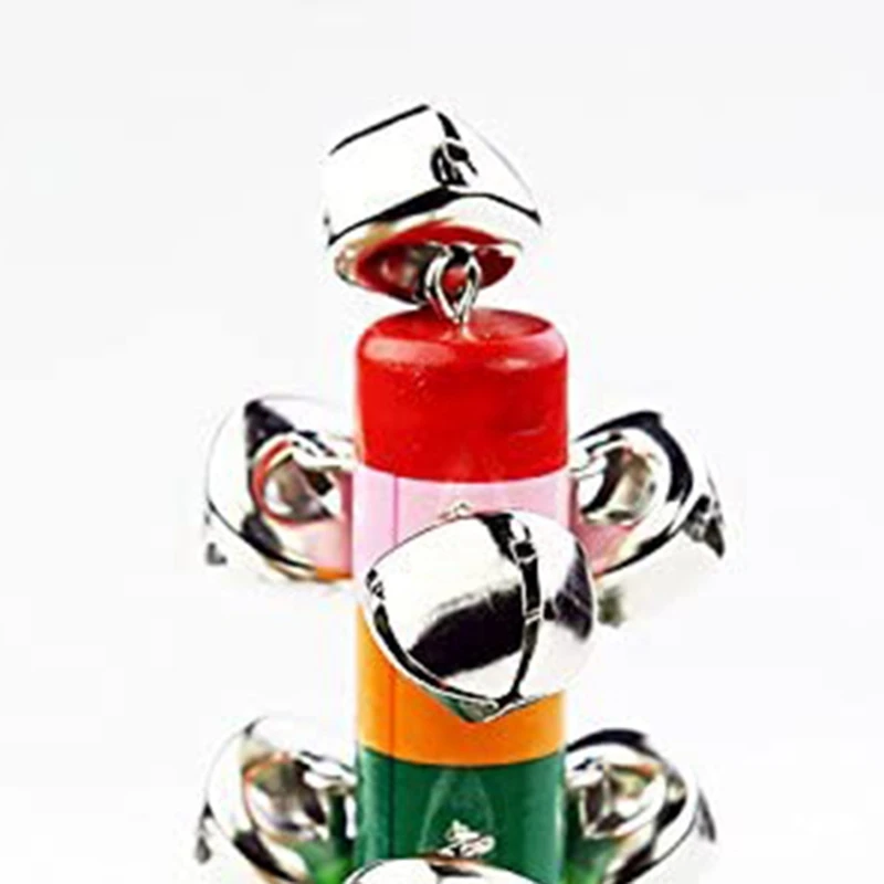 

6Pcs Wooden Jingle Bell, Rainbow Handle Wooden Bell Jingle Stick Rattle Rattle Baby Music Toy
