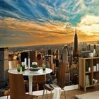 3D фотообои на заказ, самоклеящиеся, с изображением Нью-Йорка, заката, гостиной, ресторана, кафе