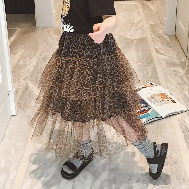 Летняя юбка пачка принцессы с леопардовым принтом 2020 модная фатиновая для
