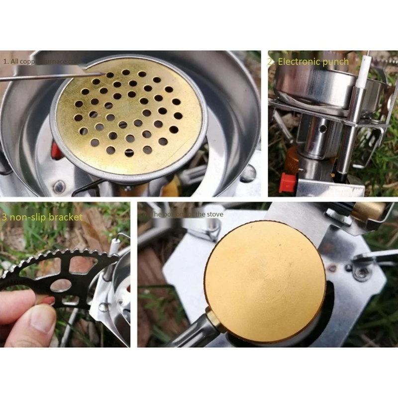 

Backpacking Stove with Piezo and Camping Stove Adapter Windproof Portable Camping Gas Stove for Outdoor Picnic Hiking