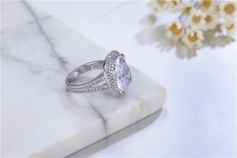 Женское кольцо из серебра 925 пробы с искусственным бриллиантом 6 карат | Украшения