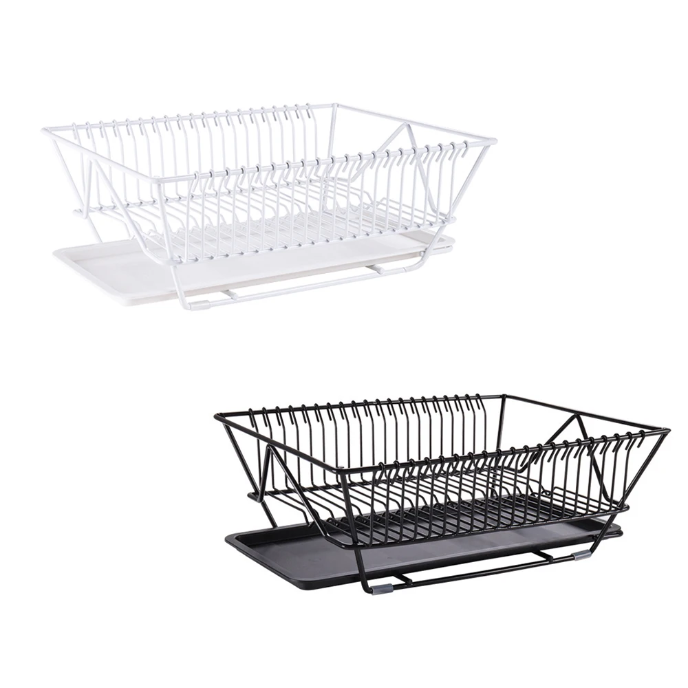 

Metal Dish Storage Rack Dish Draining Basket Kitchen Storage Shelf Home Kitchen Utensil Organizer With Drainboard Large Capacity