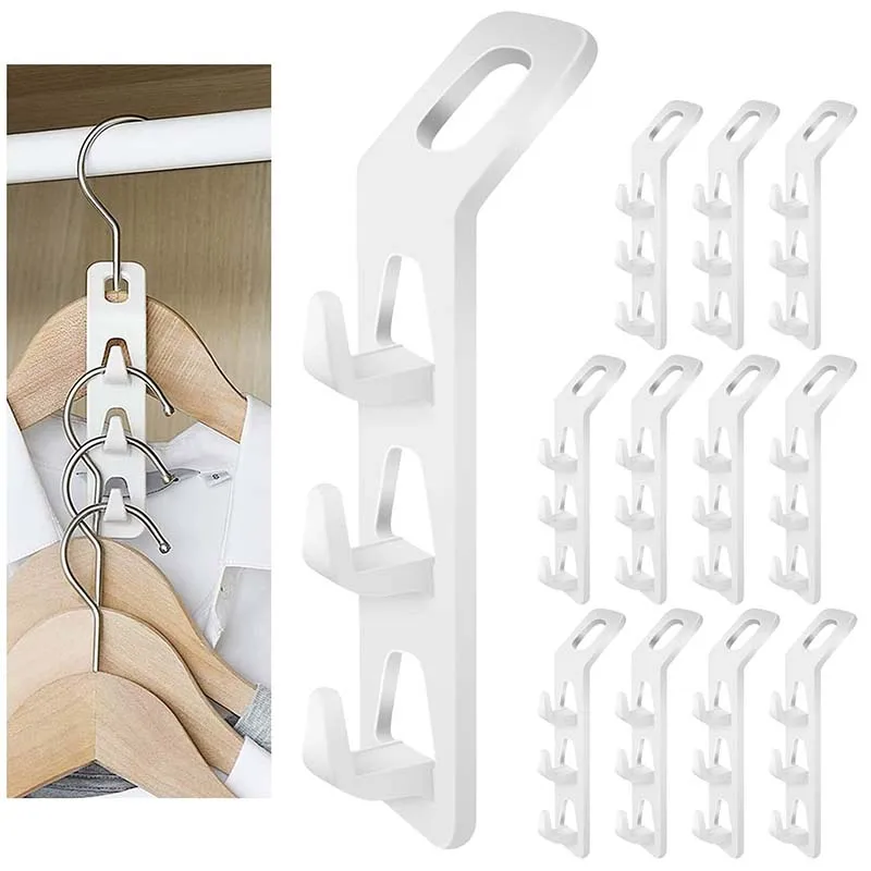 

Cascading Clothes Hanger Hooks,Space Saving Series Multi-Function Multi-Layer Cabinet Clothes Connection Folding(12Pcs)