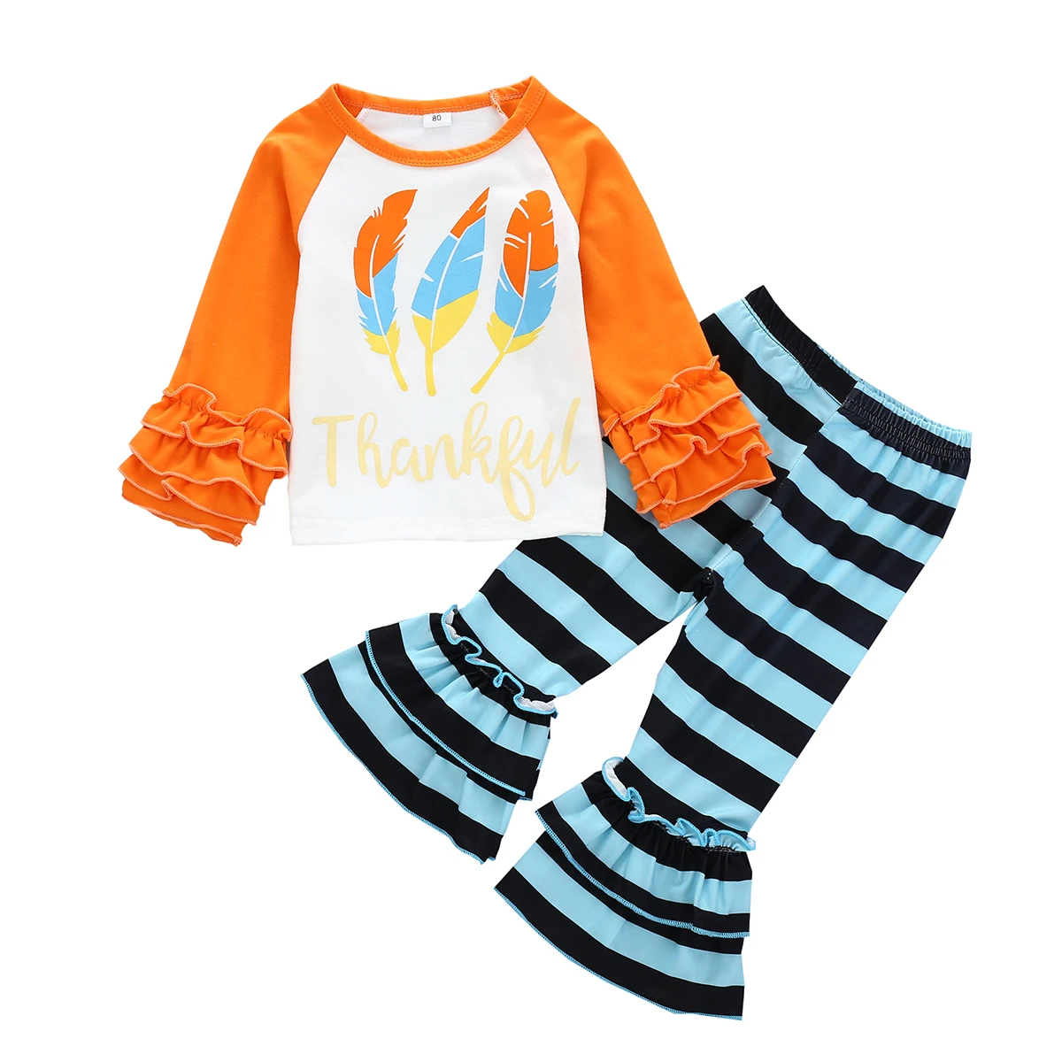 Комплект одежды для девочек 1 5 лет рубашка с рукавами оборками и расклешенные