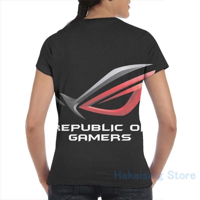 Мини-Футболка ROG с принтом для мужчин и женщин модная тенниска коротким рукавом