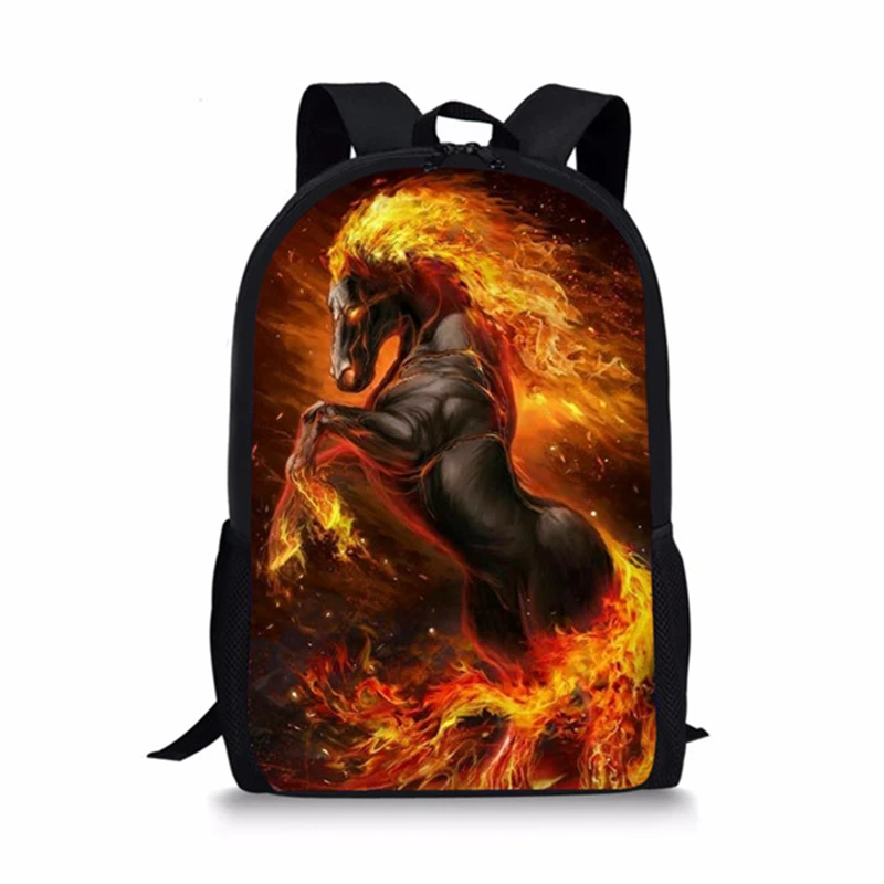 Классный школьный рюкзак с огненной лошадью, школьный рюкзак для мальчиков и девочек, Наплечная Сумка для путешествий, школьный рюкзак