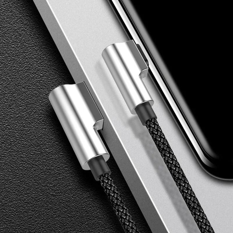 90 градусов usb type-C кабель YKZ Быстрая зарядка USB-C кабель двойной изгиб Реверсивный type-C кабель для передачи данных для Xiaomi samsung huawei - Цвет: Black