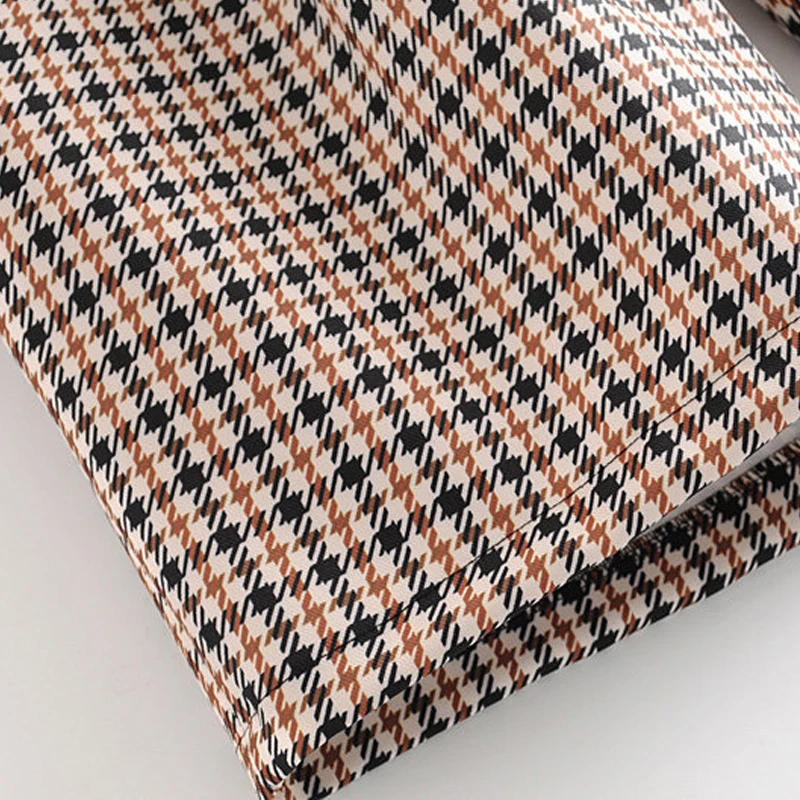 Женские брюки в клетку с высокой талией повседневные Прямые свободные карманами