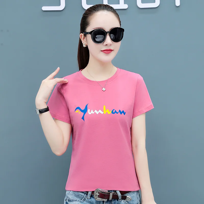 

Korean Short Sleeve T-Shirt Women'S Wear Pure Cotton Half Sleeve Loose Size Summer 2021 New Girls' Sports Top Fashion