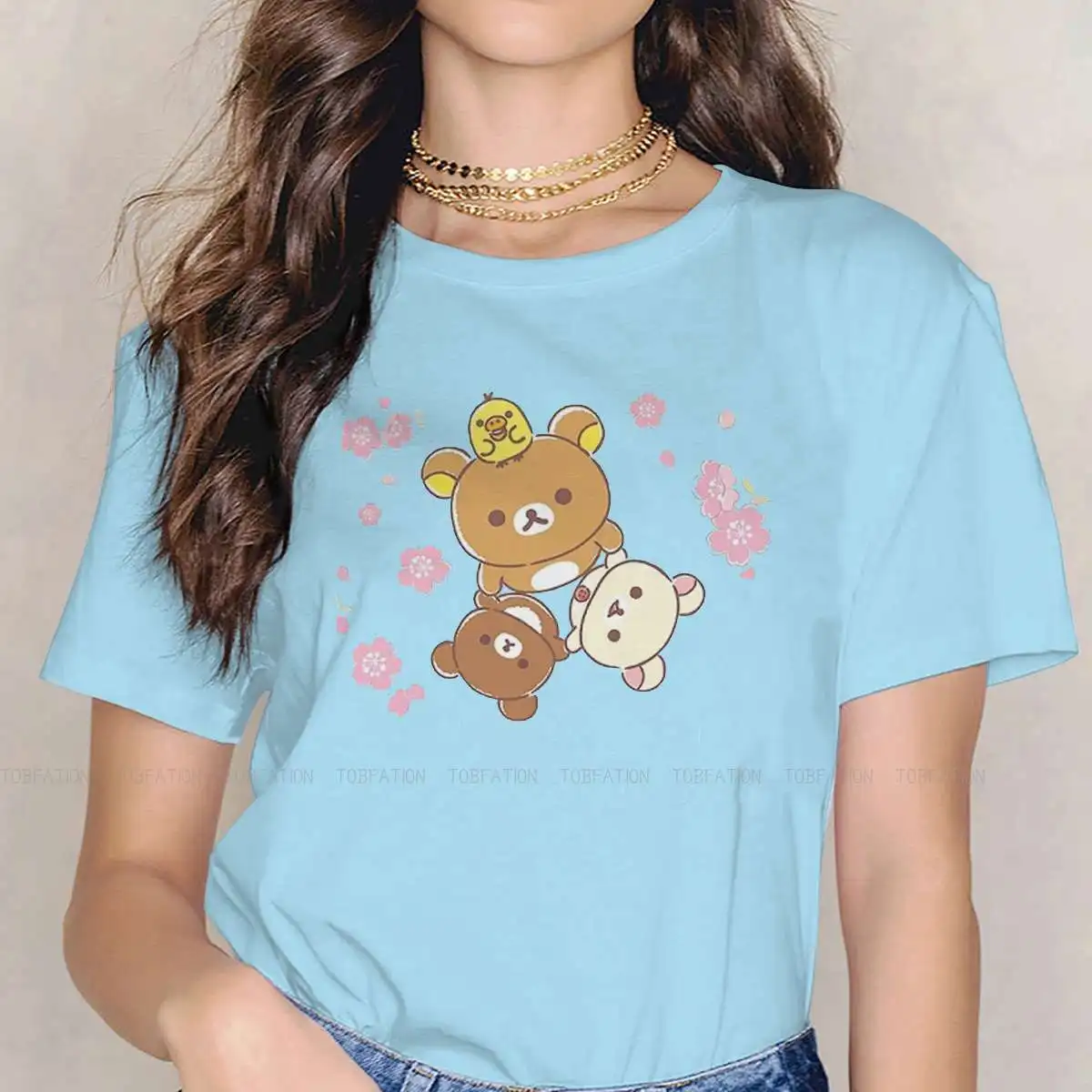 

Friends Sakura Style TShirt for Girl Rilakkuma Hip Hop Gift Idea T Shirt Stuff Hot Sale