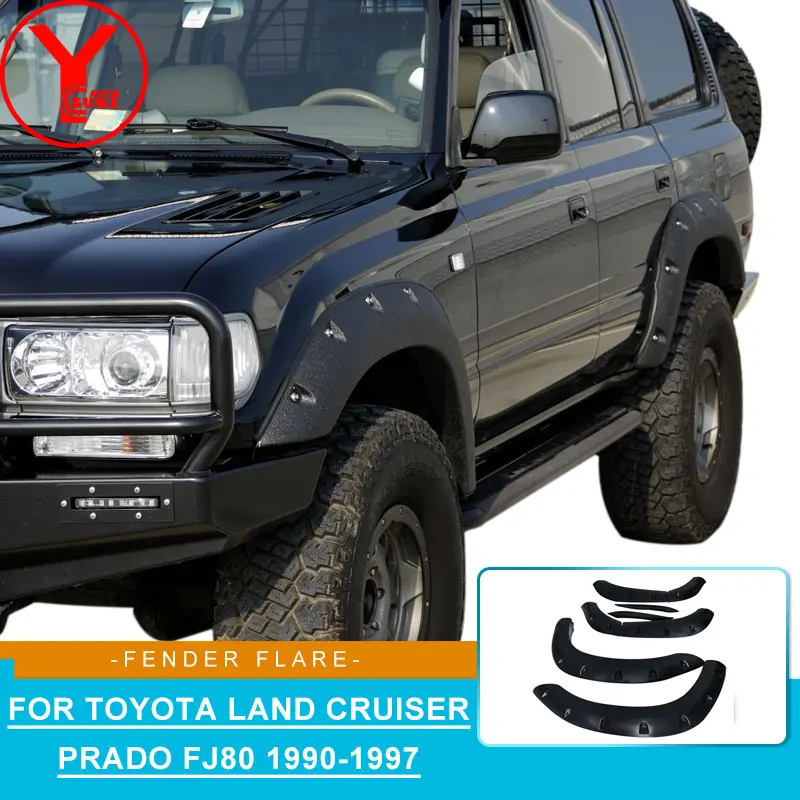 

YCSUNZ textured black fender flares for cars mudguard protectors for toyota land cruiser autana prado fj80 1990-1997 accessories