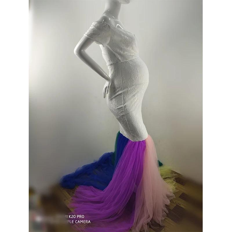 Новинка 2020 сексуальное кружевное платье для беременных без Плеч Радужное