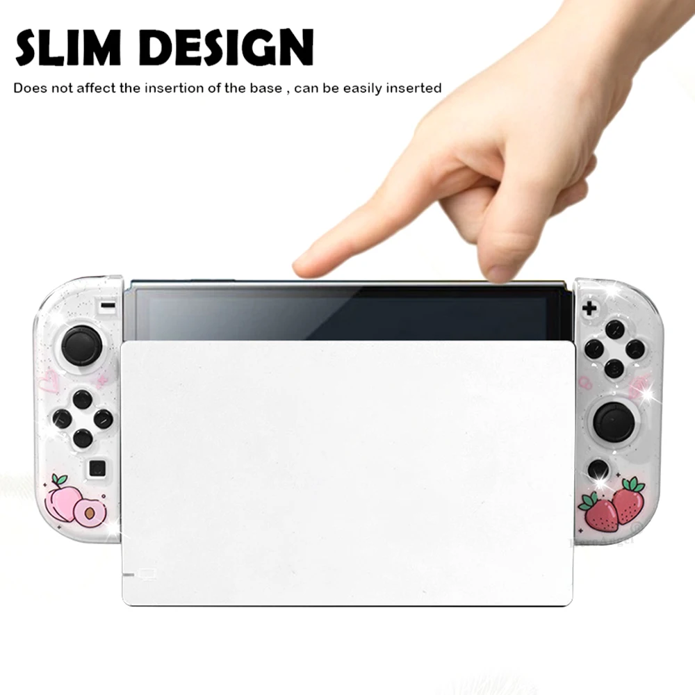 Защитный чехол Sakura с блестками и кристаллами для Nintendo Switch OLED joycon корпус TPU + PC