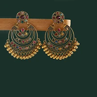 retro circle tassel indian jewelry jhumka earrings orecchini vintage luxurious gypsy flower gold zircon earrings for women
