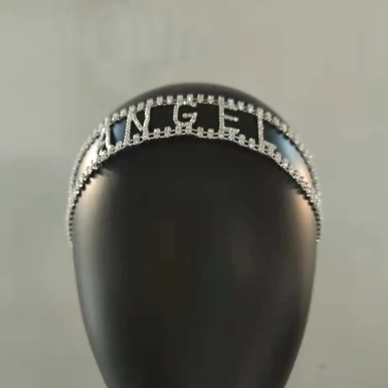 

Luxury Zircon Letter Headband NASTY ANGEL FREEDOM Rhinestone Hairband Elastic Headdress Sparkly Headwear Hair Accessories