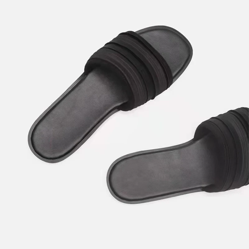 

Summer New 2021For Home Rubber Slippers Pleated Sandals For Women's Outer Wear Fashion Net Red Casual Beach Flat Shoes