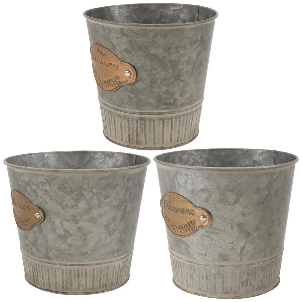 

3Pcs Multifunctional Iron Bucket Dried Flower Planter Plant Pot Home Decoration