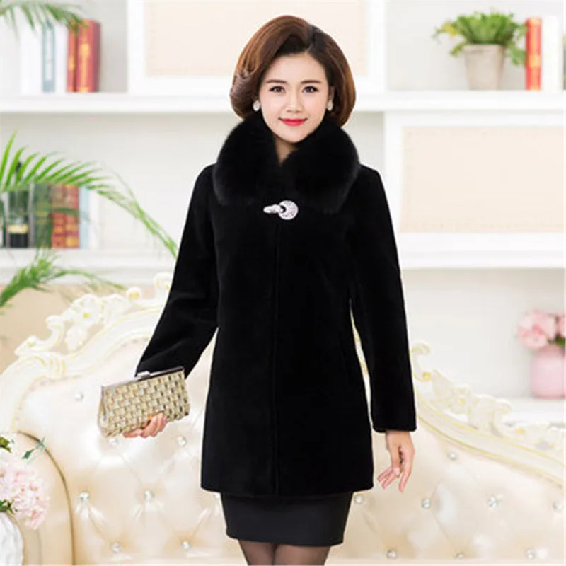 Новинка 2022 шуба женская зимняя из меха норки пальто с воротником лисьего для мамы