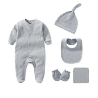 2021 solid pajamas sets 5pcs newborn cotton romper unisex baby girl clothes jumpsuit spring baby boy clothes ropa bebe autumn