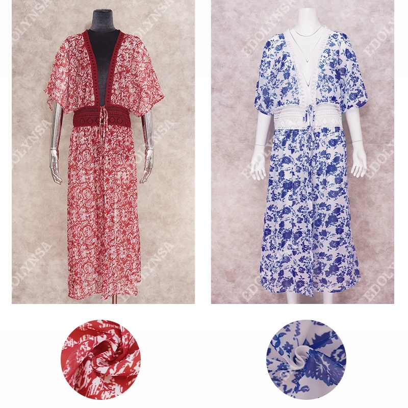 Длинная блузка с принтом в стиле бохо 2021 элегантное пляжное платье-кимоно