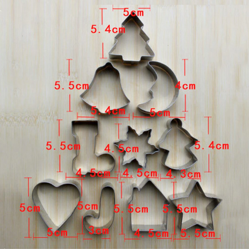 10 шт. рождественское печенье формочка из нержавеющей стали резак конфеты плесень