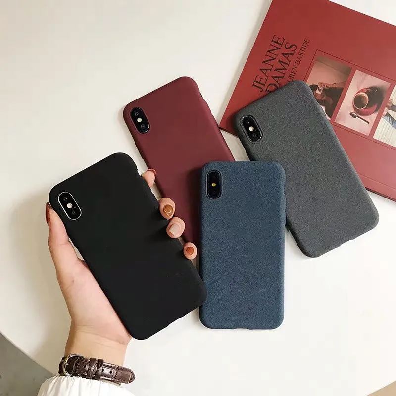 Luxury ultra thin sandstone phone cases For iphone 11 pro max XS MAX XR X 7 8plus soft shell solid color cover back |