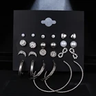 EN большой круглый обруч Комплект сережек для женщин Мода панк очарование золото серьги с кристаллами и жемчугом Ювелирные изделия для вечеринок Brincos