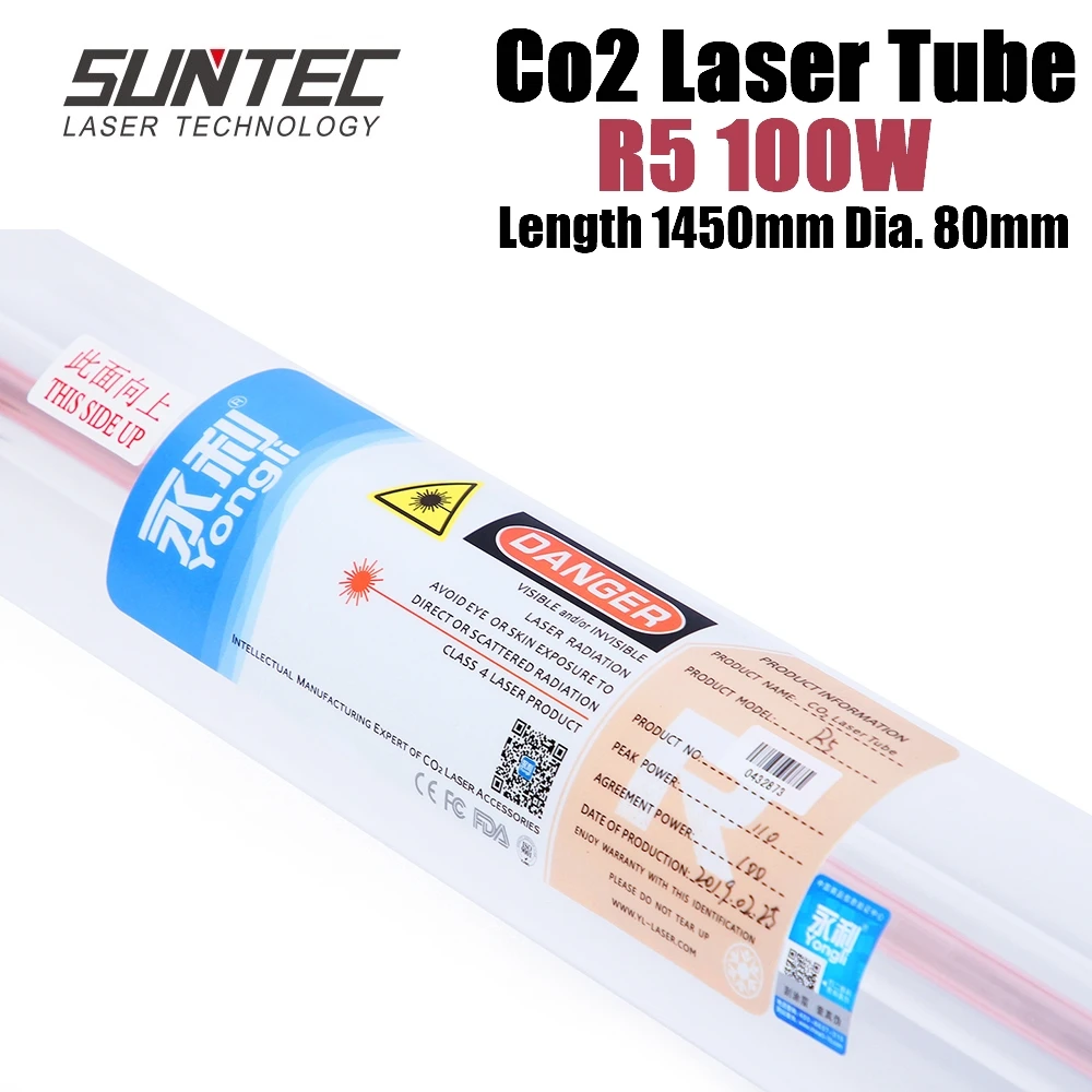 SUNTEC YL R5 100 Вт CO2 длина лазерной трубки 1450 мм диаметр. 80 для гравировки резки с