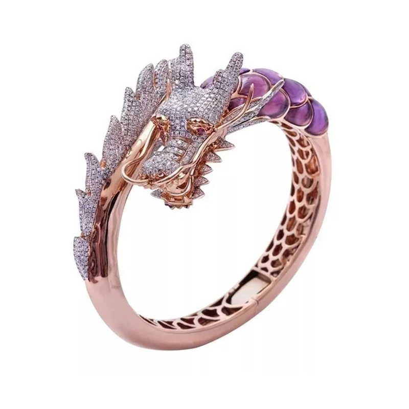 Романтические кольца из розового золота в китайском этническом стиле Дракон