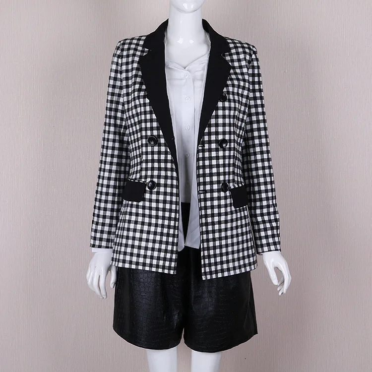 Роскошный подиумный дизайнерский клетчатый блейзер для женщин тонкий офисный