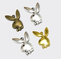 10pcs four color steampunk rabbit head charms for diy supplies for jewelry making 3321mm