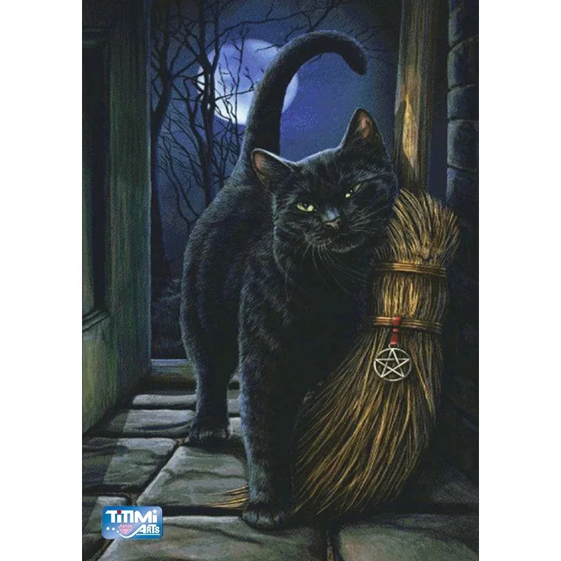 

5DDIY diamond painting animal little black cat cross stitch full circle square diamond bedroom living room mural decoration gift