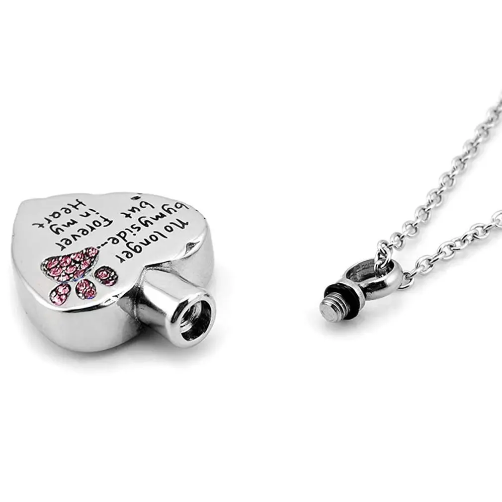 No Longer by My Side but Forever in Heart Cremation Jewelry for Ashes Stainless Steel Pet Paw Keepsake Memorial Urn Necklace | Дом и сад