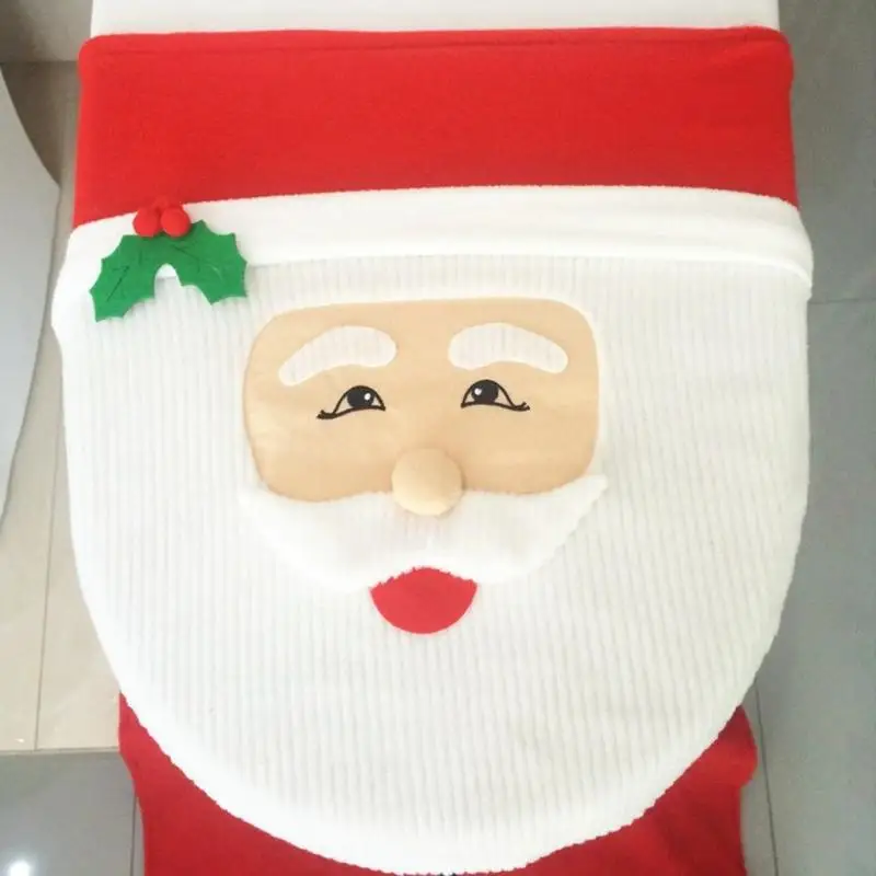 

2/3PCS Christmas Santa Toilet Seat Cover Anti-Slip Bathroom Mat Toliet Rug Christmas Decoration for Home New Year Mat for Home
