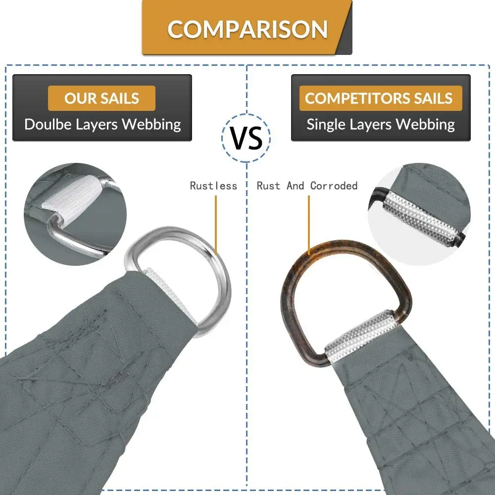 Водонепроницаемый 300D серый квадратный прямоугольный тент для сада террасы тента