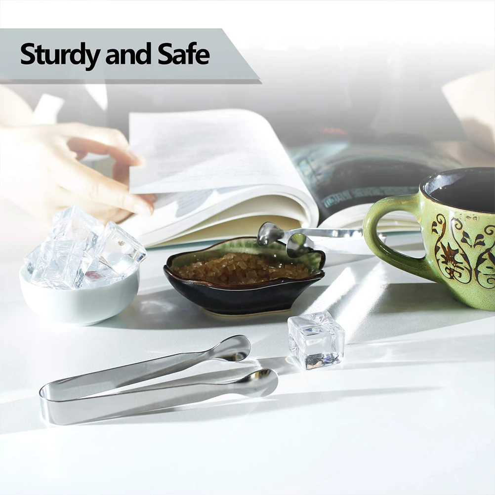 

6pcs Mini Ice Cube Tongs Sugar Serving Clamp Stainless Steel For Appetizers Small Clip Coffee Bar Utensils Kitchen Gadget Party