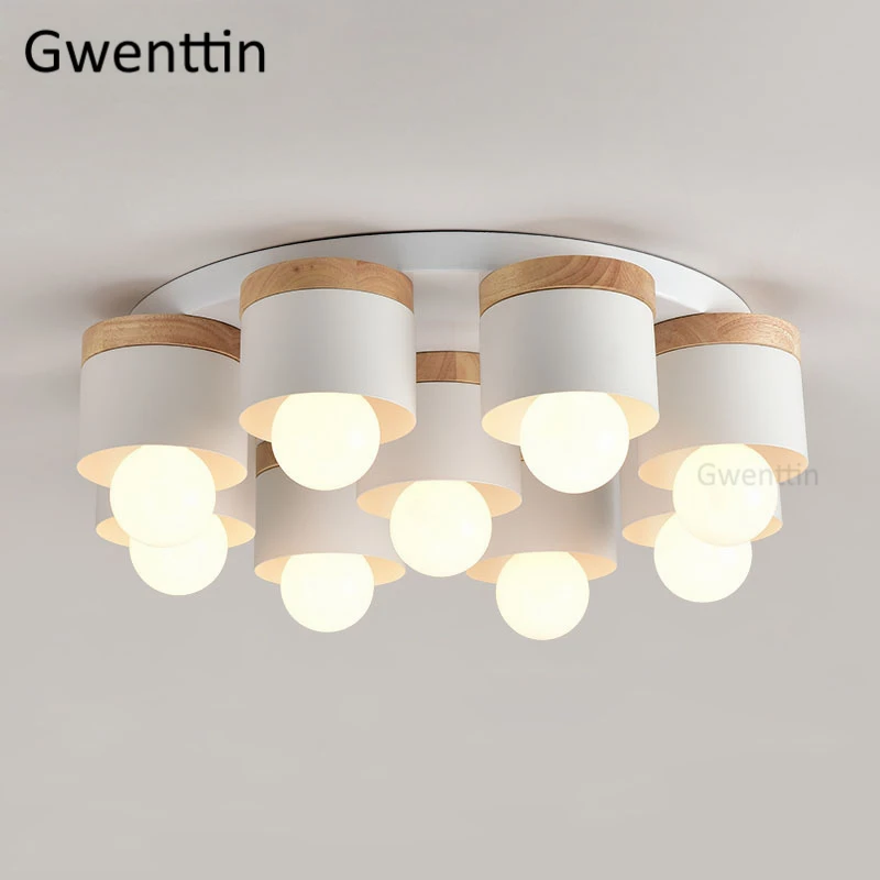 Современный деревянный светодиодный потолочный светильник скандинавские